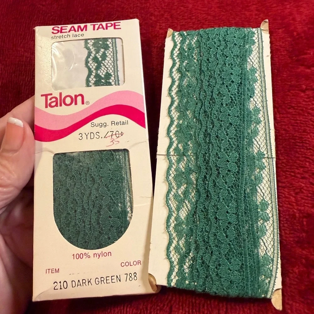 Vintage 70s Talon Wrights Stretch‎ Lace Seam Binding Lot Red Blue Green